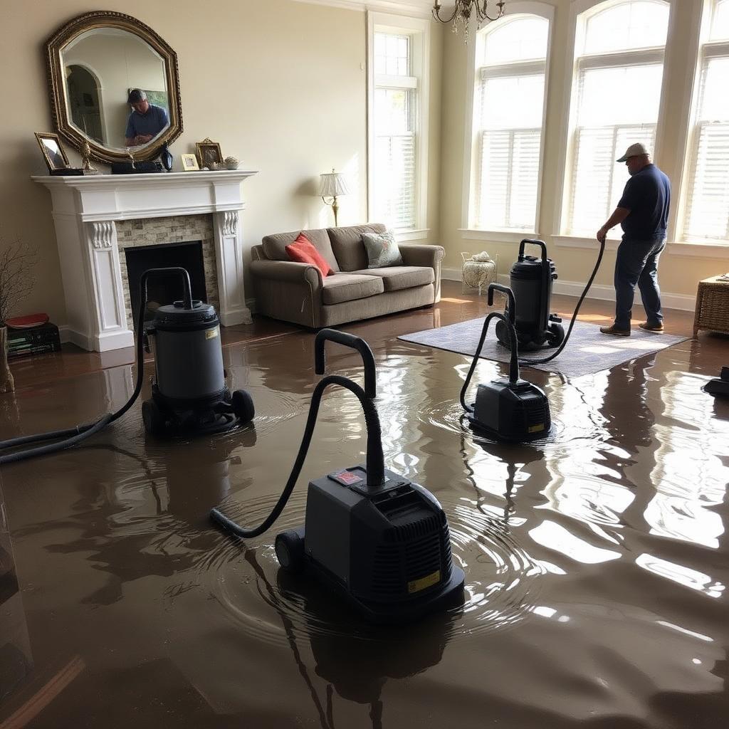 water damage restoration brownsville tx — extraction from flooded living room